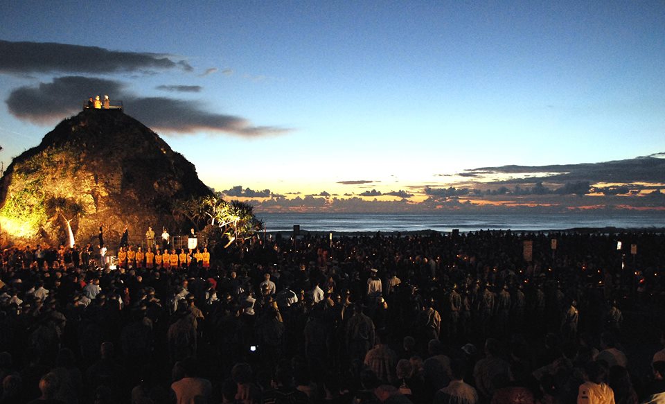 Služba v ANZAC Day, Currumbin, Gold Coast, 2017